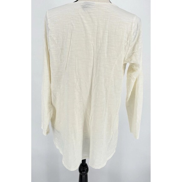 J. Jill Women's Tunic Top Medium Off White 100% Cotton V-neck Button Front - Picture 5 of 9